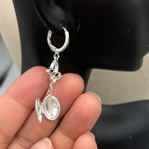 Sterling Silver Locket Drop Earrings in Silver